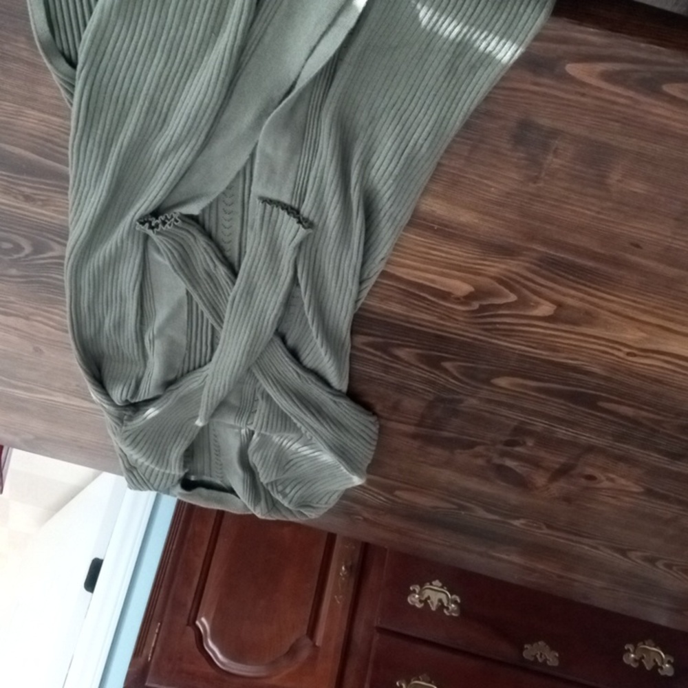 Small green knee-length cardigan